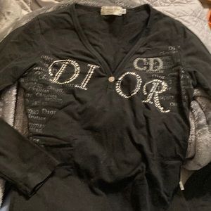 Authentic Christian Dior black long sleeve with logo